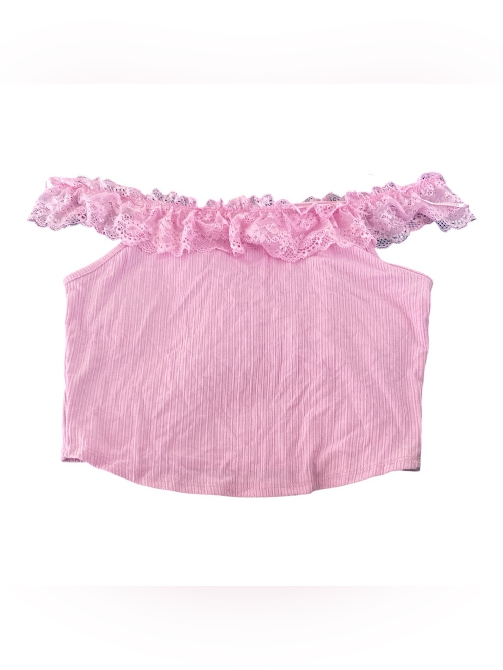 NWT Bozzolo Bubblegum Pink Lace-Trim Ribbed Tank L U26